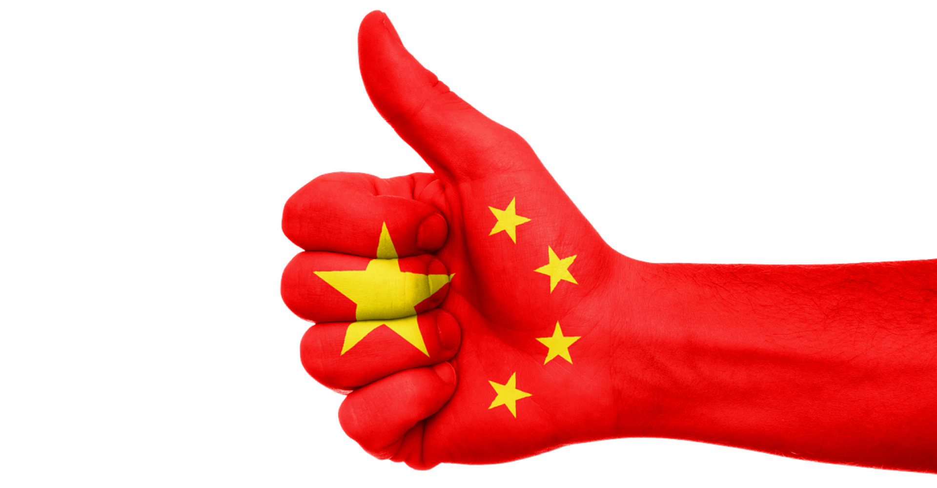 China-vlag duimen-uo handgebaar